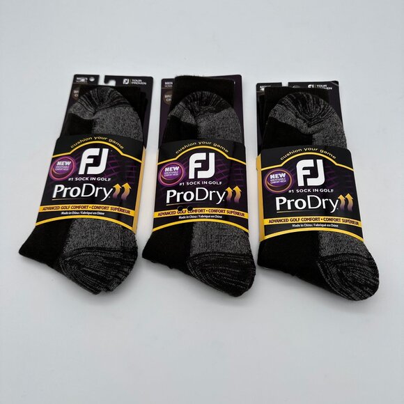 Bundle of 3 FootJoy Men's ProDry Comfort Golf Crew Socks, Shoe Size 7-12, Brown - Picture 1 of 9